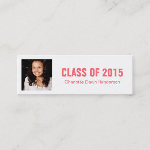 Photo name card graduation announcement pink