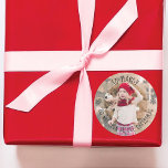 Photo & Name Gift Identifier Open On Christmas Classic Round Sticker<br><div class="desc">A cute and fun custom photo and name gift identifier sticker. Place this sticker on your gifts to identify who the gift is for. Our design features a single photo layout to display a photo. Customise with the name. The words "Do Not Open Before Christmas" is displayed around the bottom...</div>