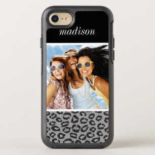Photo & Name lace with leopard pattern OtterBox Symmetry iPhone 8/7 Case