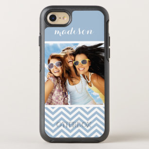 Photo & Name Light Blue Chevron OtterBox Symmetry iPhone 8/7 Case