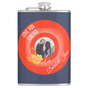 Photo Name Modern Romance Sweet Valentines Day Hip Flask