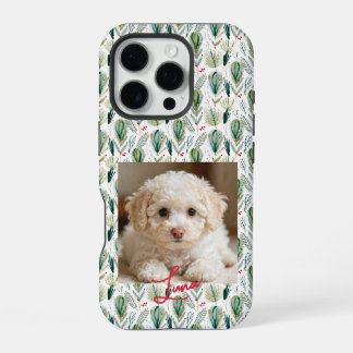 Photo &  Name Scandinavian Christmas Sage Green iPhone 16 Pro Case