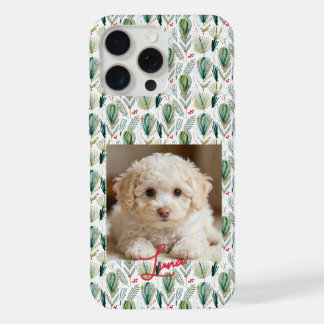 Photo &  Name Scandinavian Christmas Sage Green iPhone 15 Pro Max Case