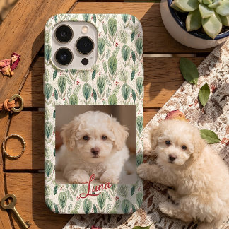 Photo &  Name Scandinavian Christmas Sage Green iPhone 15 Pro Case