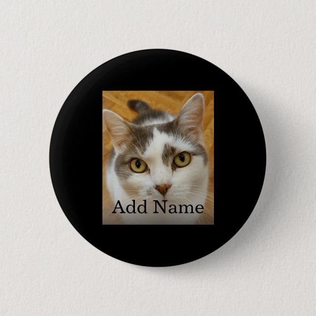 Photo Name Text D  6 Cm Round Badge (Front)