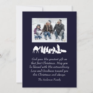 Photo Nativity Bible Verse Christian Christmas Holiday Card