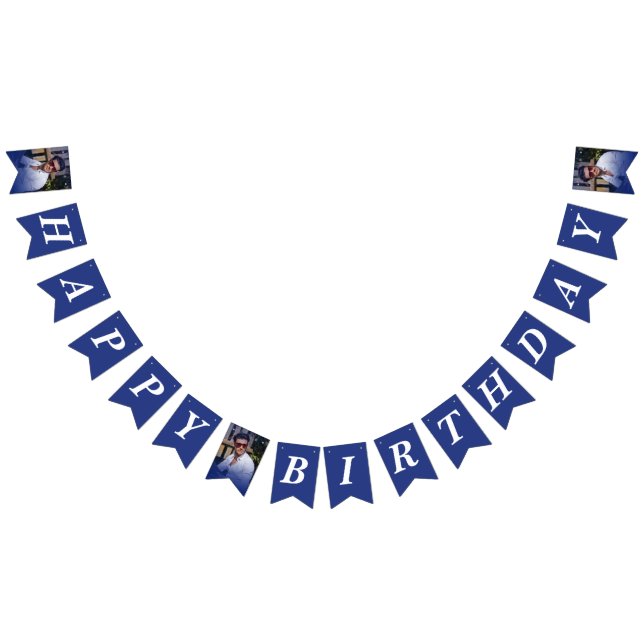 Photo Navy Gradient Happy Birthday Bunting (All)