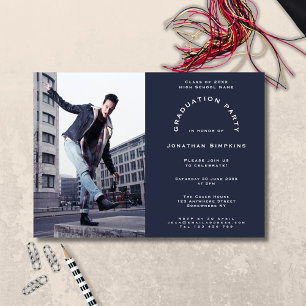 Photo Navy Male Graduation Party Invitation