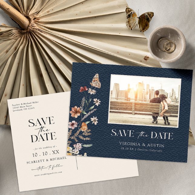 Photo Navy Save The Date Postcard (Creator Uploaded)