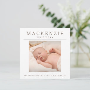 Photo New Baby Photo Personalised 2 sided Card