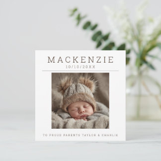 Photo New Baby Photo Personalized 2 sided Card