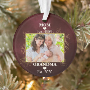 Photo New Grandma Personalised Est. Year Christmas Ornament