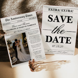Photo Newspaper Anniversary Wedding Invitation