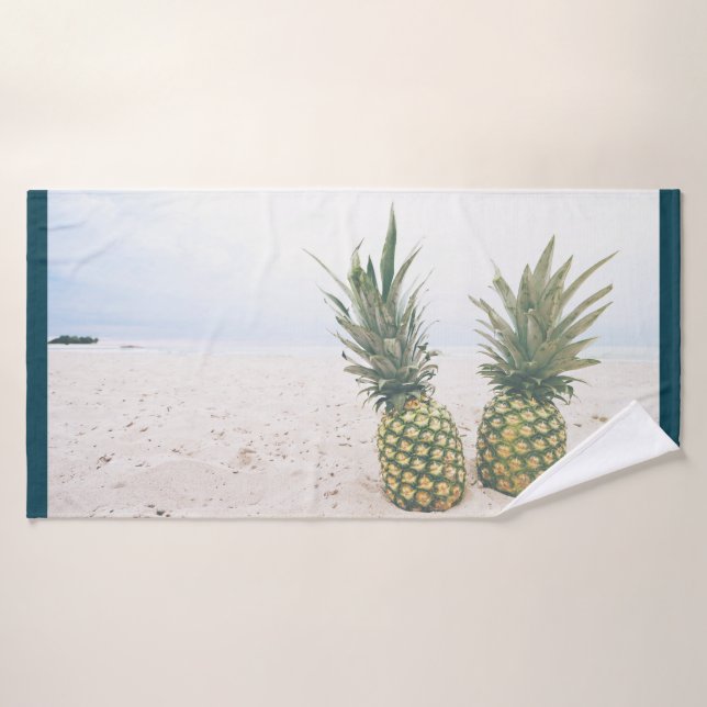 Photo of 2 Pineapples on a Beach Bath Towel Set (Bath Towel)