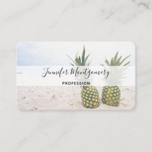 Photo of 2 Pineapples on a Beach Business Card
