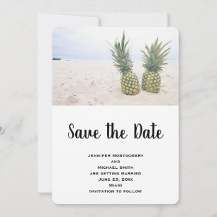 Photo of 2 Pineapples on a Beach Save The Date