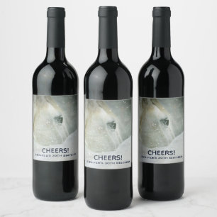 Photo of a Beautiful White Horse Birthday Wine Label