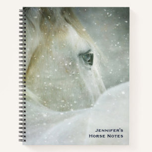 Photo of a Beautiful White Horse in Winter Notebook