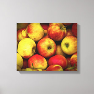 Photo of a Bushel Of Yellow and Red Apples Canvas Print