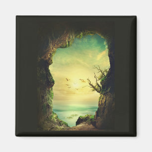 Photo of a Cave overlooking a Tropical Sea Magnet