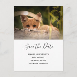 Photo of a Cute Little Fox Save the Date Invitation Postcard