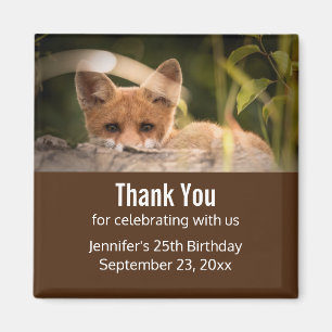 Photo of a Cute Little Orange Fox Birthday Favour Magnet