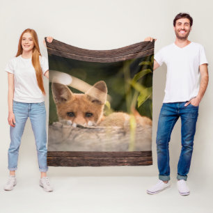  Photo of a Cute Little Orange Fox Fleece Blanket