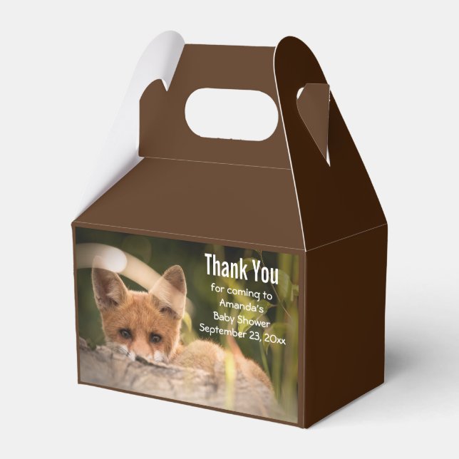 Photo of a Cute Little Orange Fox Thank You Favour Box (Back Side)