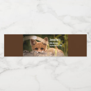  Photo of a Cute Little Orange Fox Water Bottle Label