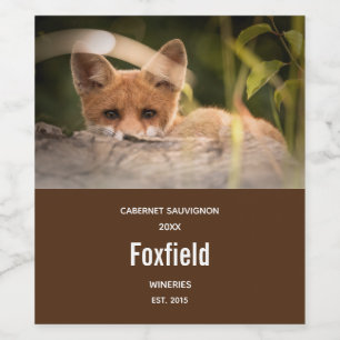 Photo of a Cute Little Orange Fox Wine Making Label