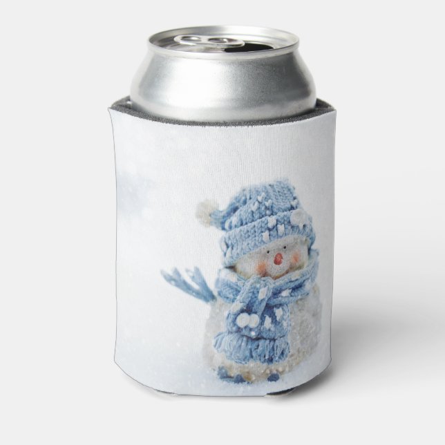 Photo of a Cute Snowman in Winter Can Cooler (Can Back)