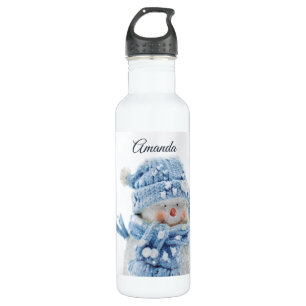Photo of a Cute Snowman in Winter - Christmas 710 Ml Water Bottle