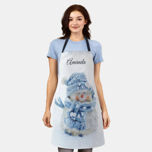 Photo of a Cute Snowman in Winter - Christmas Apron