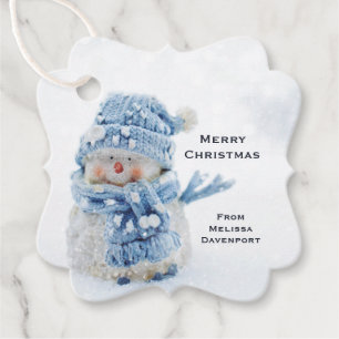 Photo of a Cute Snowman in Winter - Christmas Favour Tags