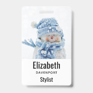 Photo of a Cute Snowman in Winter - Christmas ID Badge