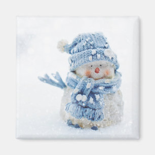 Photo of a Cute Snowman in Winter - Christmas Magnet