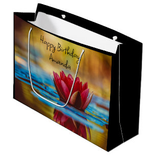 Photo of a Lotus Flower in a Pond Large Birthday Large Gift Bag