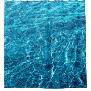 Photo of a macro bubbling blue clear sea water shower curtain