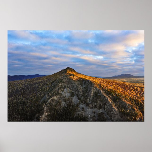 photo of a mountainous autumn forest, mountains, p poster (Front)