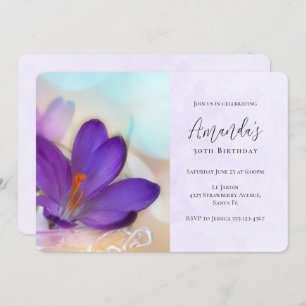 Photo of a Pretty Purple Spring Crocus Birthday Invitation