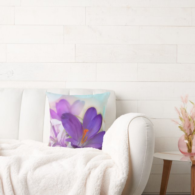 Photo of a Pretty Purple Spring Crocus Cushion (Couch)