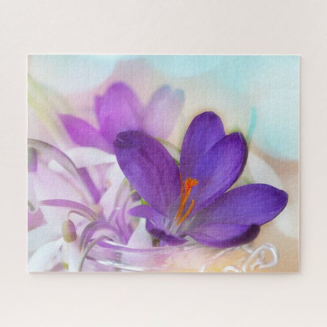 Photo of a Pretty Purple Spring Crocus Jigsaw Puzzle (Horizontal)