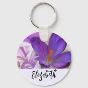 Photo of a Pretty Purple Spring Crocus Key Ring
