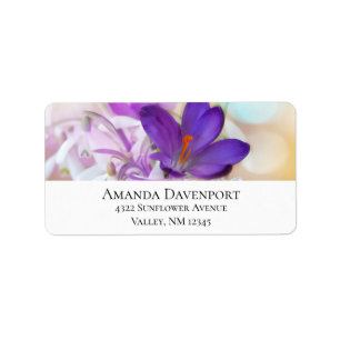 Photo of a Pretty Purple Spring Crocus Label