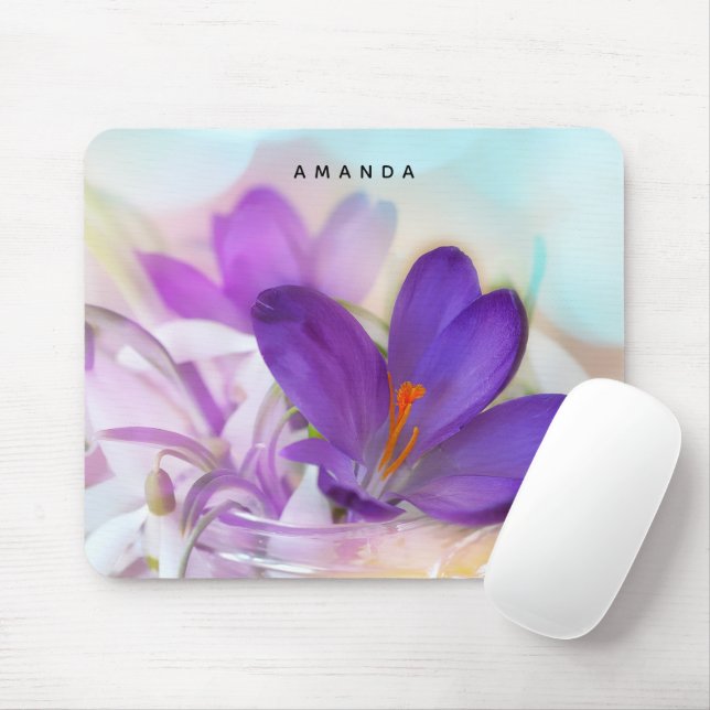Photo of a Pretty Purple Spring Crocus Mouse Pad (With Mouse)