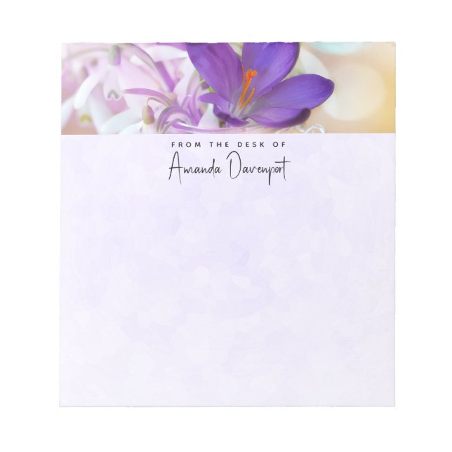 Photo of a Pretty Purple Spring Crocus Notepad (Front)