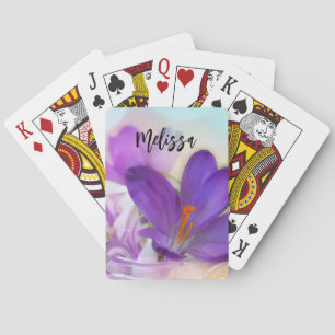 Photo of a Pretty Purple Spring Crocus Playing Cards