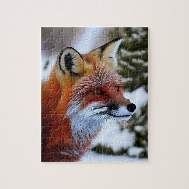 Photo of a Red Fox in the Snow Jigsaw Puzzle (Vertical)
