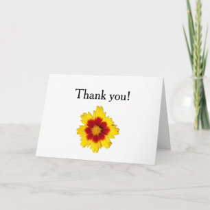 Photo of a yellow and red Coreopsis flower on a Card