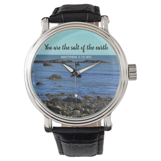 Photo of Atlantic Ocean Bible Verse Encouragement  Watch (Front)